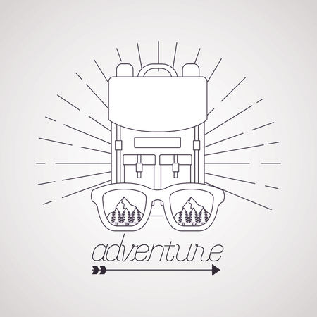 wanderlust bad with glasses adventure travel outdoor vector illustrationのイラスト素材
