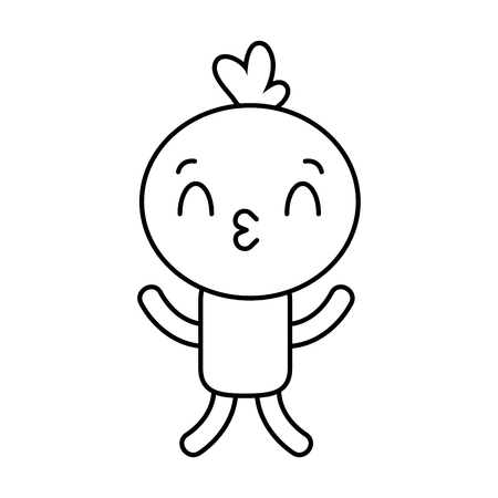 kawaii cartoon kiss doll character vector illustrationのイラスト素材