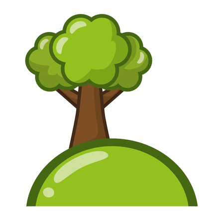 tree hill natural on white background vector illustrationのイラスト素材