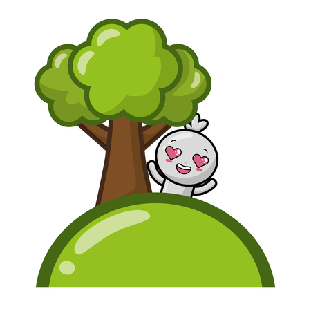 cartoon doll love tree vector illustrationのイラスト素材