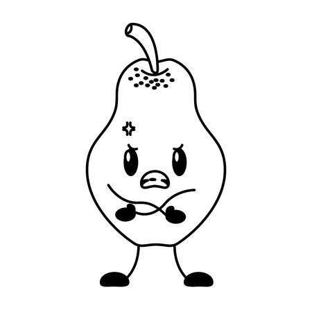 pear cartoon character on white background vector illustrationのイラスト素材