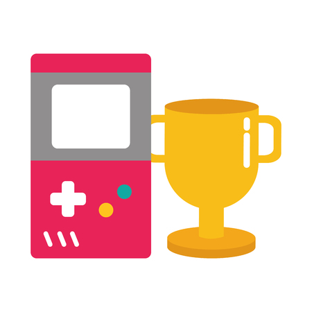trophy and portable console video game vector illustrationのイラスト素材