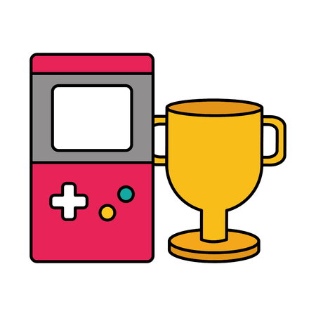 trophy and portable console video game vector illustrationのイラスト素材