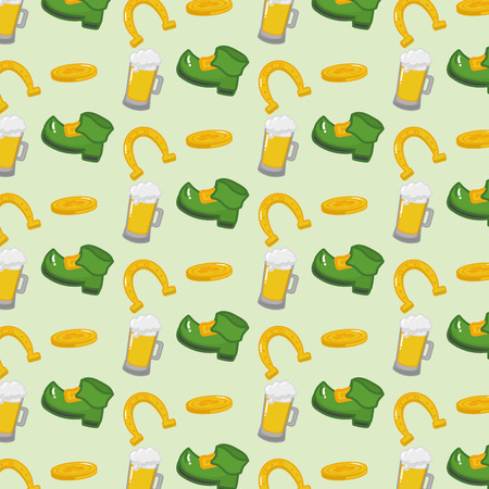 boot horseshoe and coin background happy st patricks day vector illustrationのイラスト素材