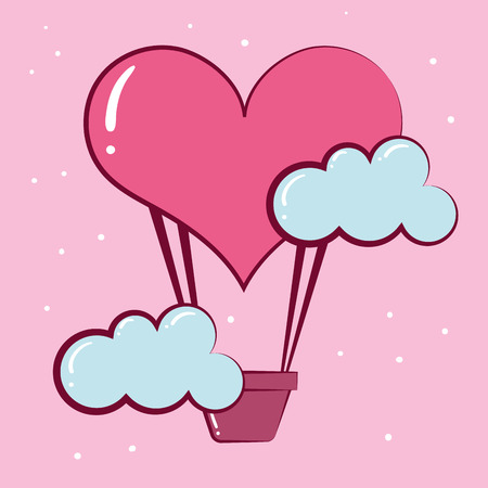 air balloon sky happy valentines day vector illustrationのイラスト素材
