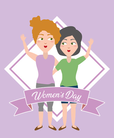 happy womens smiling greeting celebrate day vector illustrationのイラスト素材