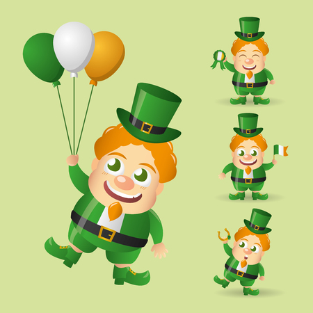 leprechaun with balloons happy st patricks day vector illustrationのイラスト素材