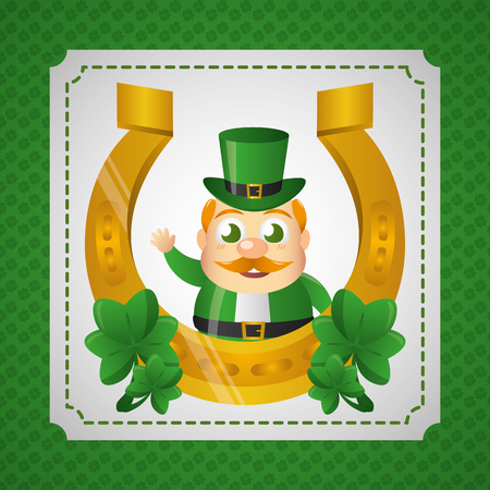 leprechaun with horseshoe happy st patricks day vector illustrationのイラスト素材