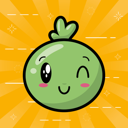 kawaii face bubble cartoon on yellow background vector illustrationのイラスト素材