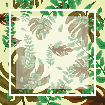 foliage frame nature leaves background vector illustrationのイラスト素材