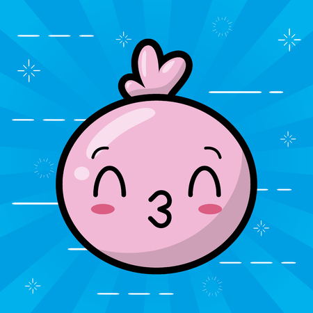 kawaii face bubble cartoon on blue background vector illustrationのイラスト素材