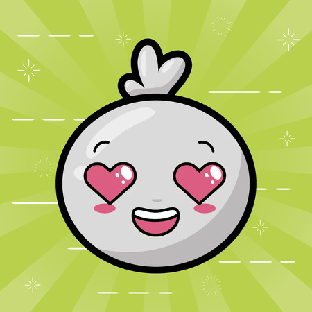 kawaii face bubble cartoon on green background vector illustrationのイラスト素材