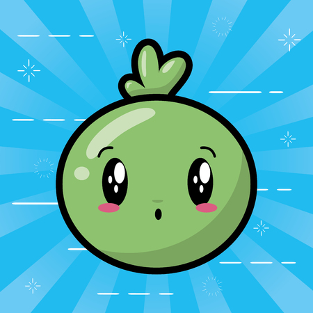 kawaii face bubble cartoon on blue background vector illustrationのイラスト素材