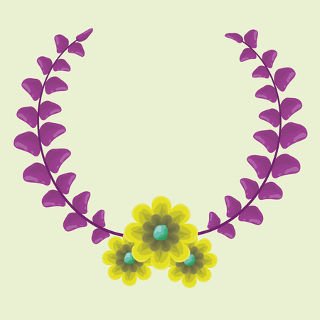 nature leaves fresh wreath flowers vector illustrationのイラスト素材