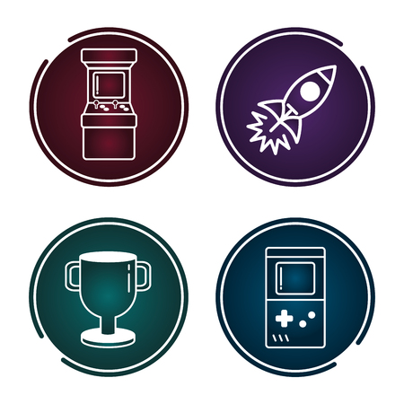 set of video game sticker vector illustrationのイラスト素材