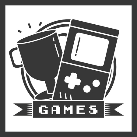 trophy and portable console video game vector illustrationのイラスト素材