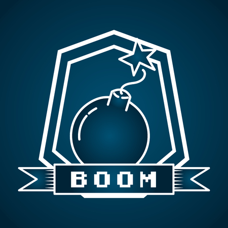 comic boom cartoon on white background vector illustration labelのイラスト素材