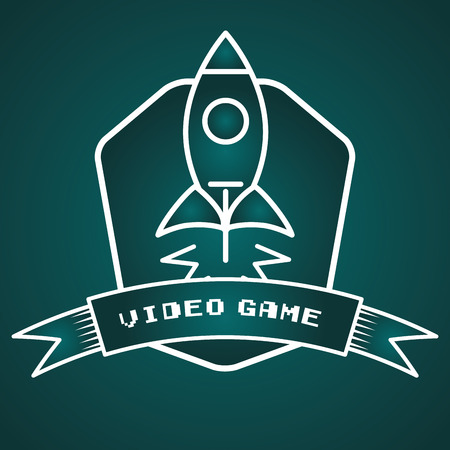 rocket launching cartoon on white background vector illustration labelのイラスト素材