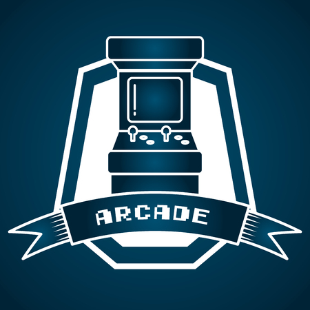 arcade machine control video game vector illustration labelのイラスト素材