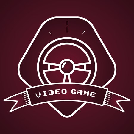 steering wheel video game vector illustration labelのイラスト素材