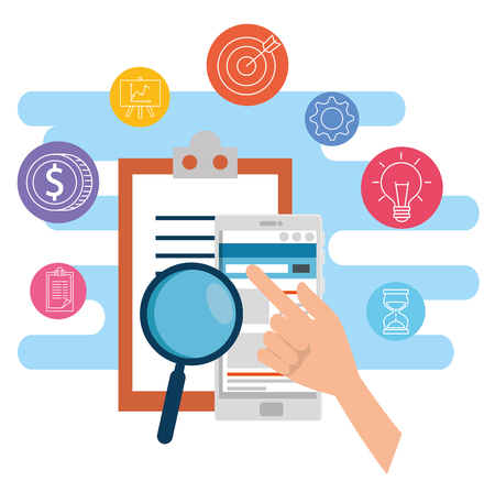 smartphone technology with website and check list vector illustrationのイラスト素材