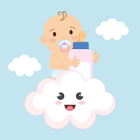 little baby shower card vector illustration designのイラスト素材
