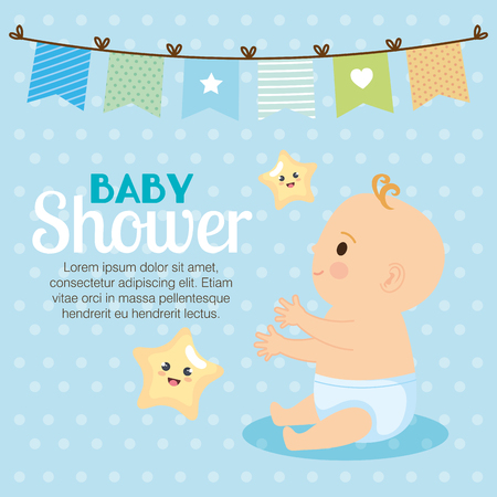 little baby shower card vector illustration designのイラスト素材