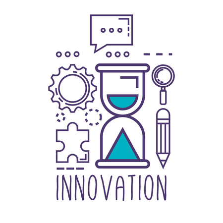 hourglass with innovation icons vector illustration designのイラスト素材