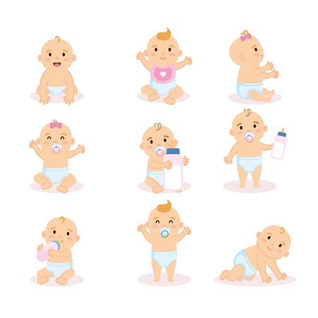 group of babies characters vector illustration designのイラスト素材