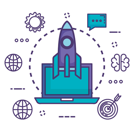 laptop with innovation icons vector illustration designのイラスト素材