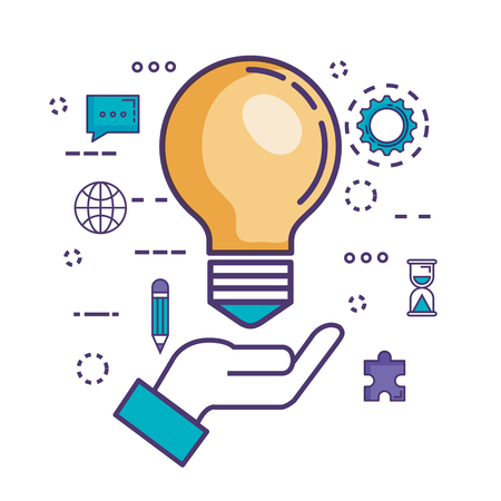 bulb light with innovation icons vector illustration designのイラスト素材