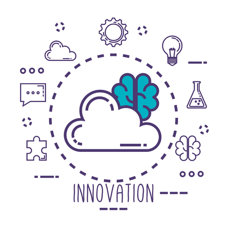 cloud and brain with innovation icons vector illustration designのイラスト素材