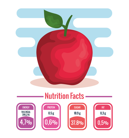 fresh apple fruit with nutrition facts vector illustration designのイラスト素材