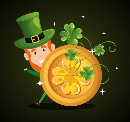 leprechaun with coins saint patrick character vector illustration designのイラスト素材