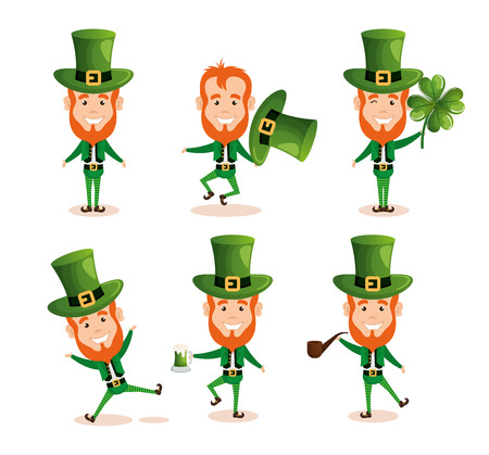 group of leprechauns saint patrick characters vector illustration designのイラスト素材