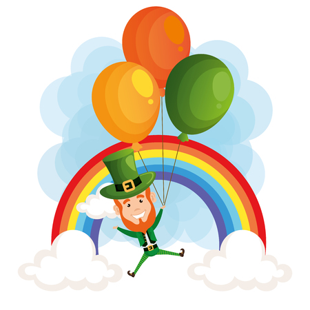 leprechaun with balloons helium saint patrick character vector illustrationのイラスト素材