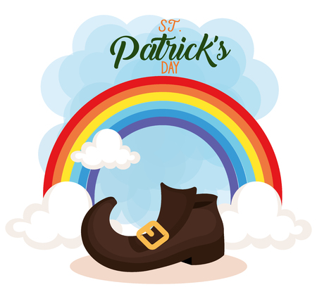 leprechaun boot wuth rainbow saint patrick card vector illustration designのイラスト素材
