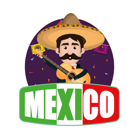 traditional mexican mariachi character vector illustration designのイラスト素材