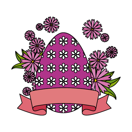 eggs painted with flowers decoration vector illustration designのイラスト素材