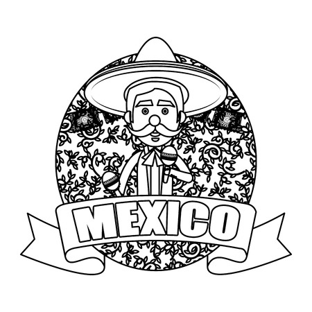 traditional mexican mariachi character vector illustration designのイラスト素材