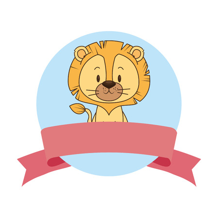 cute little lion character vector illustration designのイラスト素材