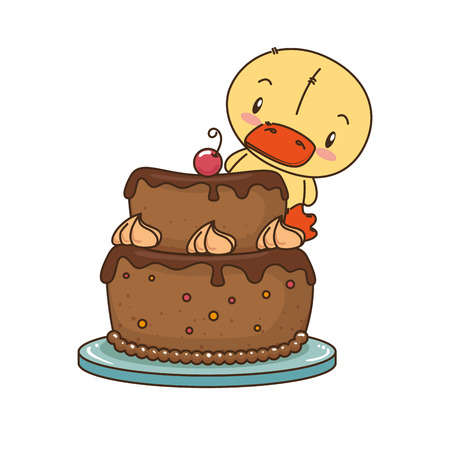 cute little duck character vector illustration designのイラスト素材