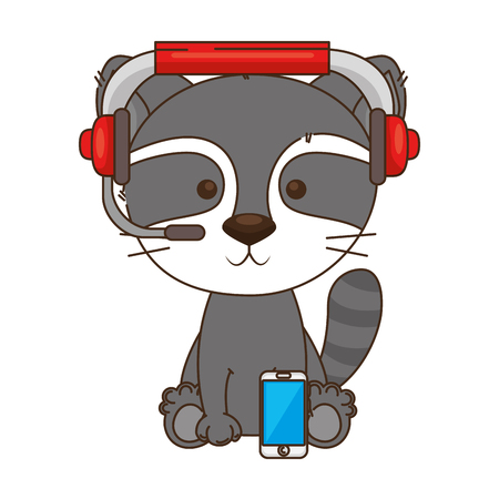 cute little raccoon character vector illustration designのイラスト素材