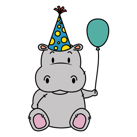 cute little hippo character vector illustration designのイラスト素材