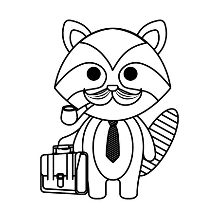 cute little raccoon character vector illustration designのイラスト素材
