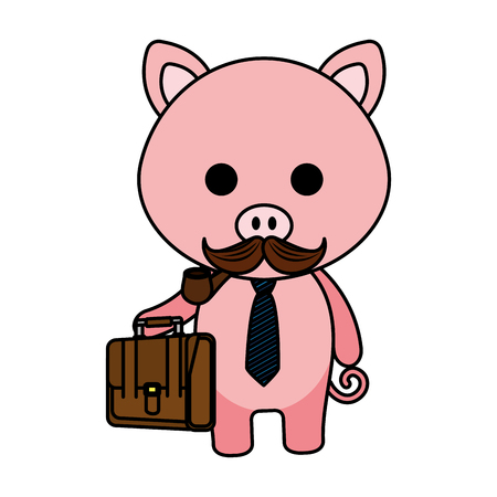 cute little pig character vector illustration designのイラスト素材