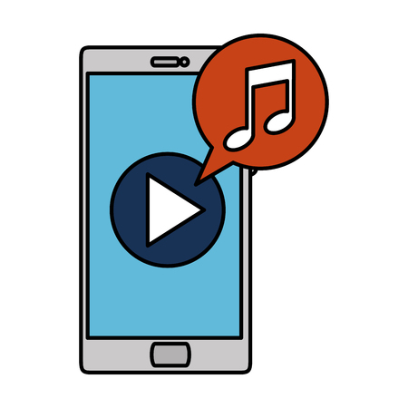 smartphone with media player and music note vector illustration designのイラスト素材