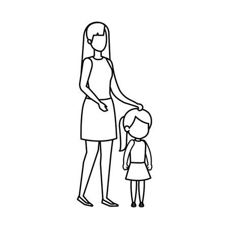 mother with daughter characters vector illustration designのイラスト素材