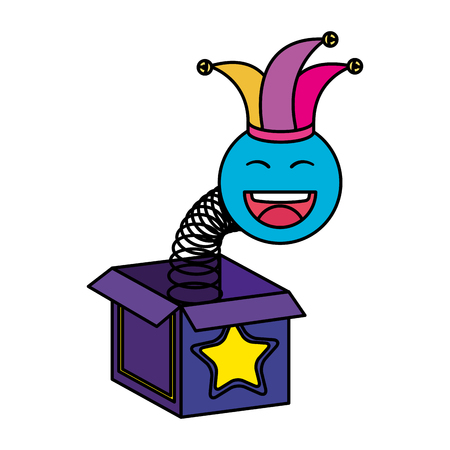 surprise box with happy fool face vector illustration designのイラスト素材