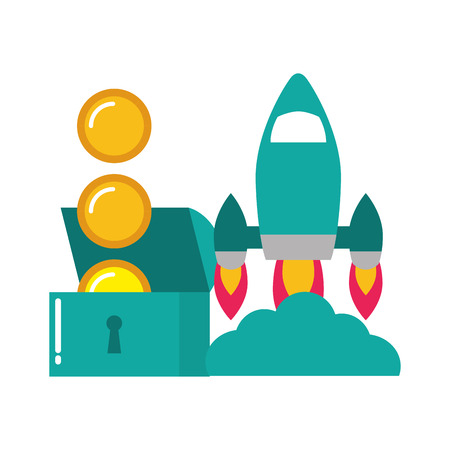 rocket chest coins video game vector illustrationのイラスト素材